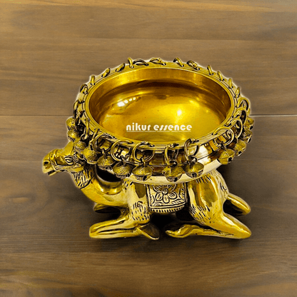 Buy online brass 20 cm Camel Design Traditional Indian Urli – Handcrafted Brass Decorative Bowl with Unique Camel Motif by Nikur Essence Idols Nikuressence