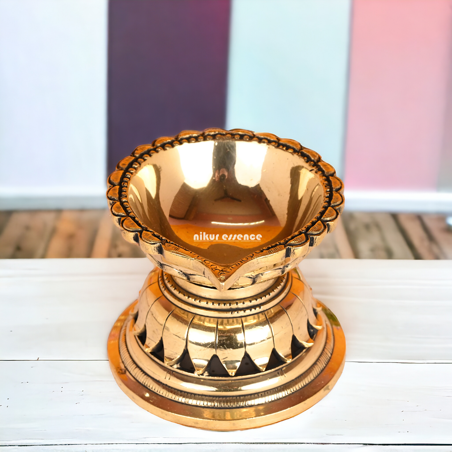 Superfine Brass Diya with Stand - 2.8 Inch Idols Nikuressence