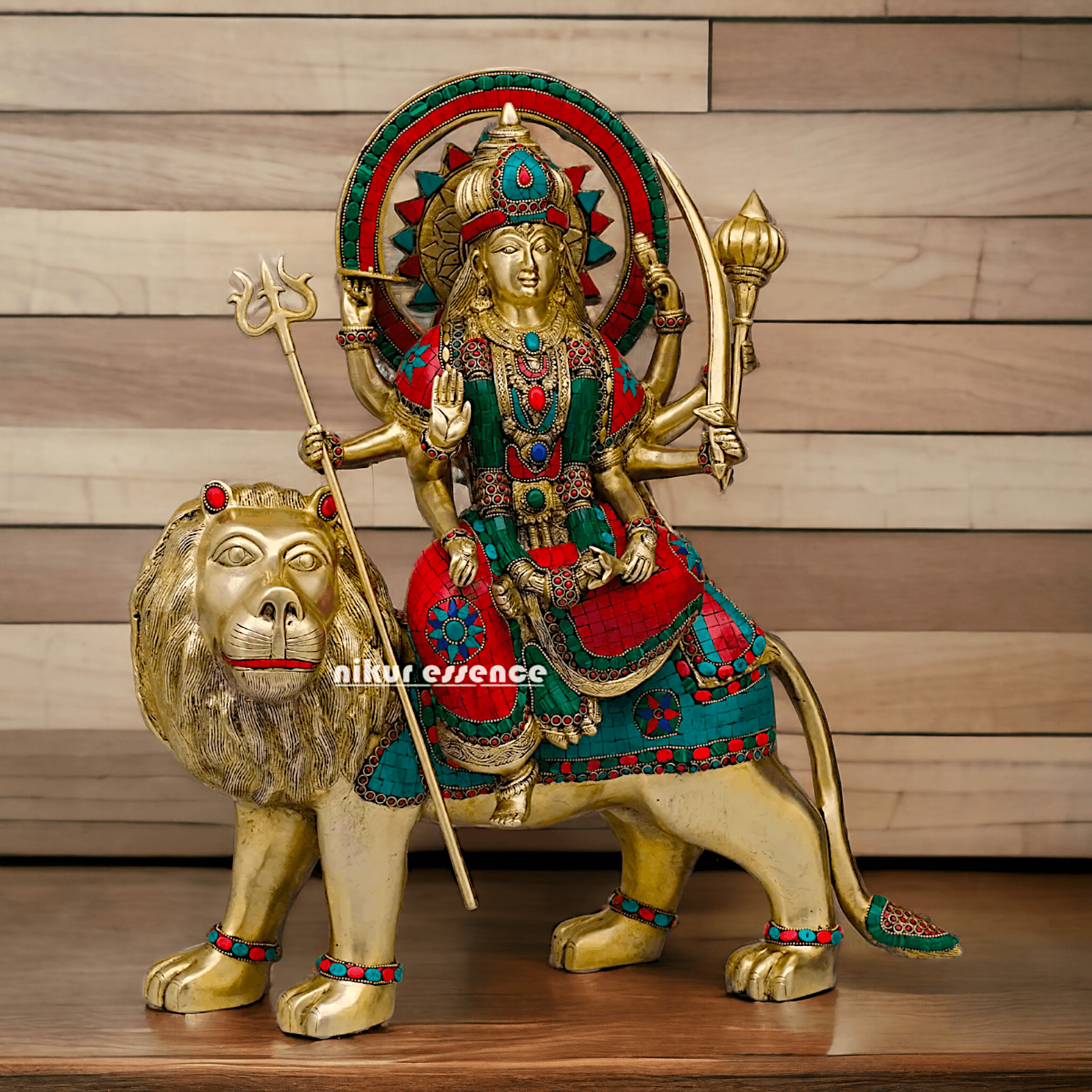 Buy Brass Durga Idol, 56 cm Durga online Statue for Durga Pooja , Perfect Home Décor and Spiritual Symbol , Buy Online in USA , Nikur Essence