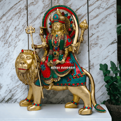 Buy Brass Durga Idol, 56 cm Durga online Statue for Durga Pooja , Perfect Home Décor and Spiritual Symbol , Buy Online in USA , Nikur Essence