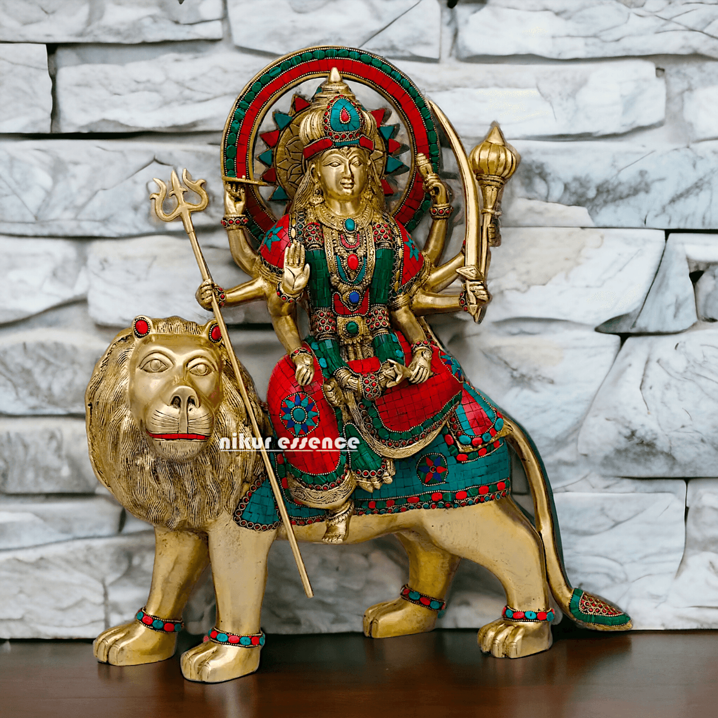 Buy Brass Durga Idol, 56 cm Durga online Statue for Durga Pooja , Perfect Home Décor and Spiritual Symbol , Buy Online in USA , Nikur Essence