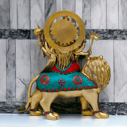 Buy Brass Durga Idol, 56 cm Durga online Statue for Durga Pooja , Perfect Home Décor and Spiritual Symbol , Buy Online in USA , Nikur Essence