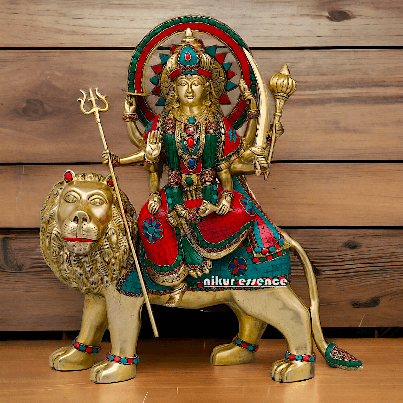 Buy Brass Durga Idol, 56 cm Durga online Statue for Durga Pooja , Perfect Home Décor and Spiritual Symbol , Buy Online in USA , Nikur Essence