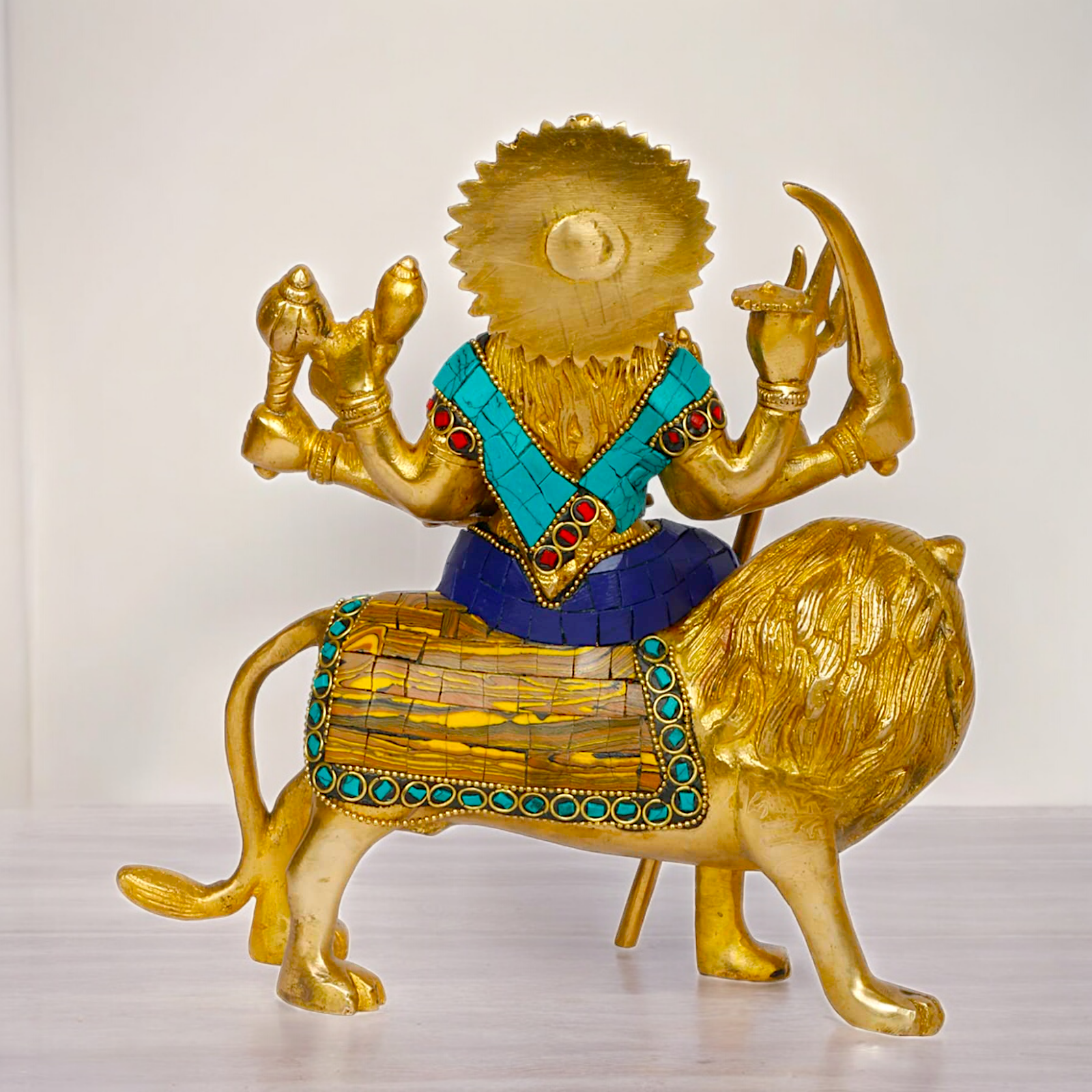 Superfine brass 24.1 cm Maa Durga Idol Sitting on Lion - Majestic and Detailed Divine Sculpture