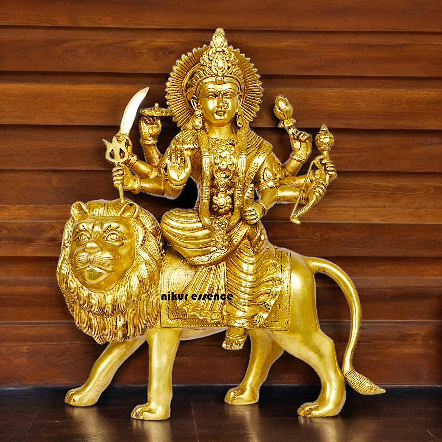 Large brass 17 inches Durga Maa Sherawali Devi Goddess Statue