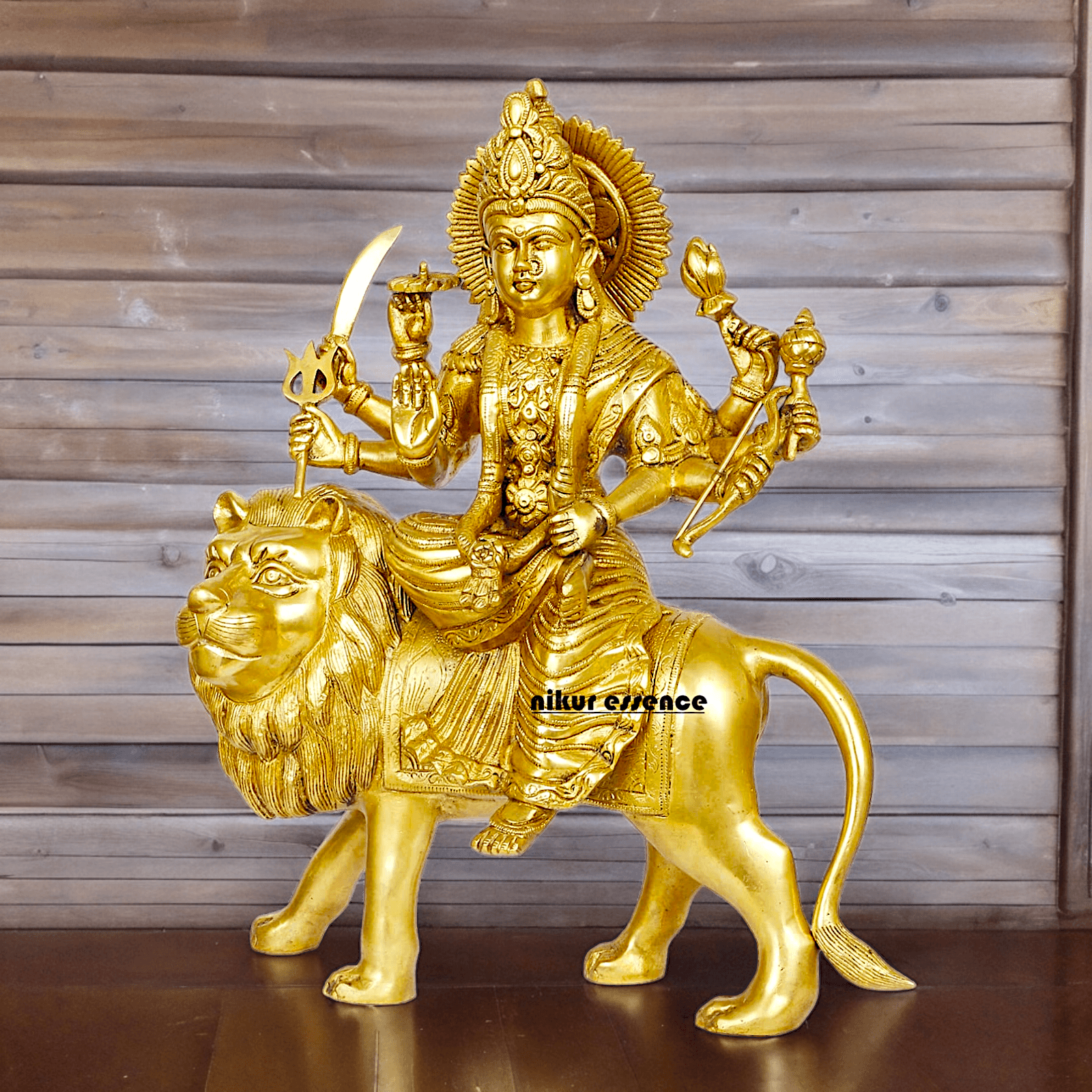 Large brass 17 inches Durga Maa Sherawali Devi Goddess Statue