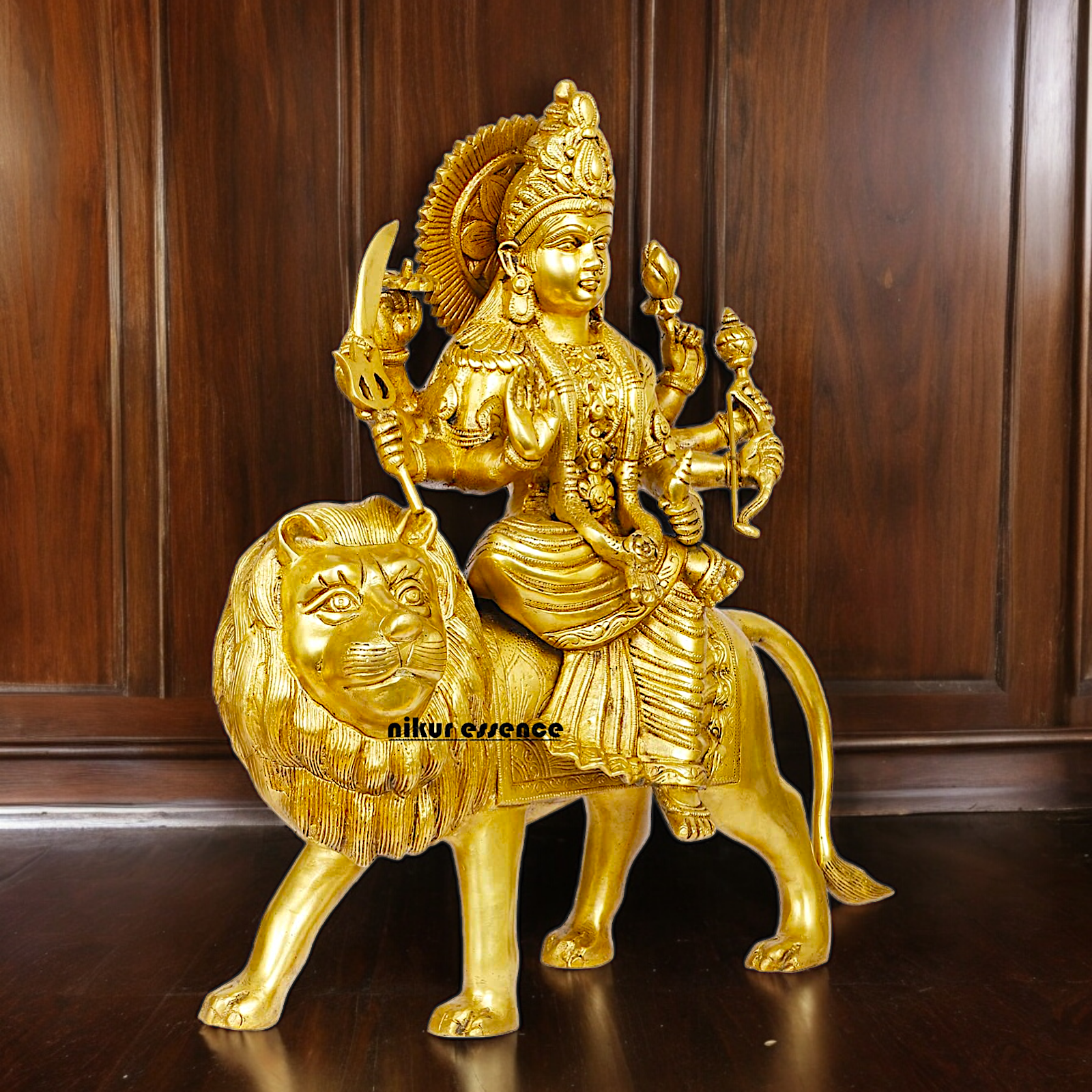 Large brass 17 inches Durga Maa Sherawali Devi Goddess Statue