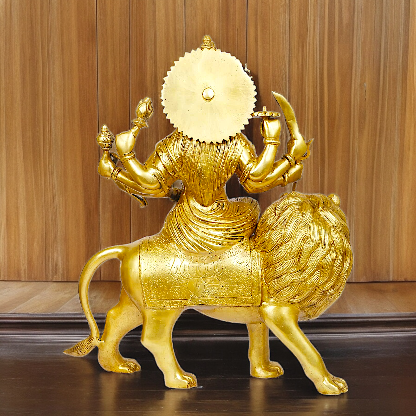 Large brass 17 inches Durga Maa Sherawali Devi Goddess Statue