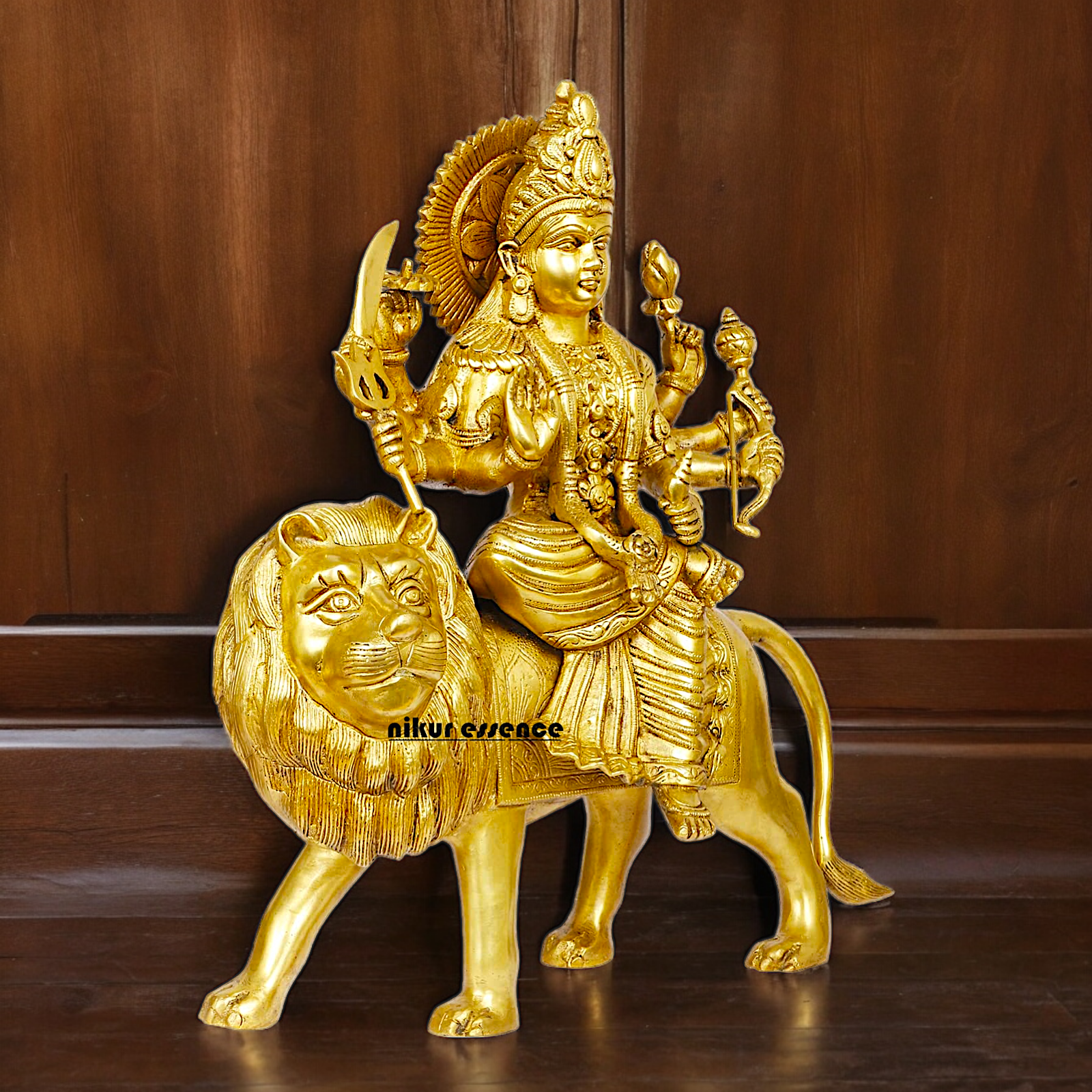 Large brass 17 inches Durga Maa Sherawali Devi Goddess Statue