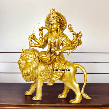 Large brass 17 inches Durga Maa Sherawali Devi Goddess Statue