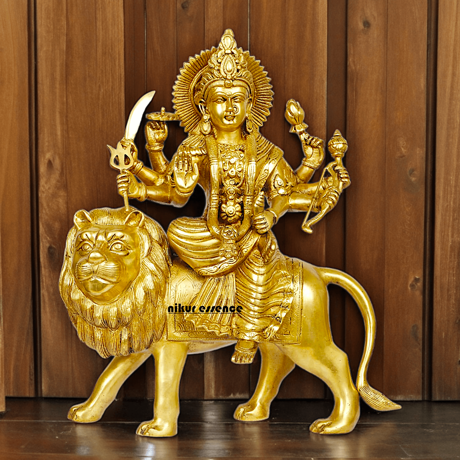 Large brass 17 inches Durga Maa Sherawali Devi Goddess Statue