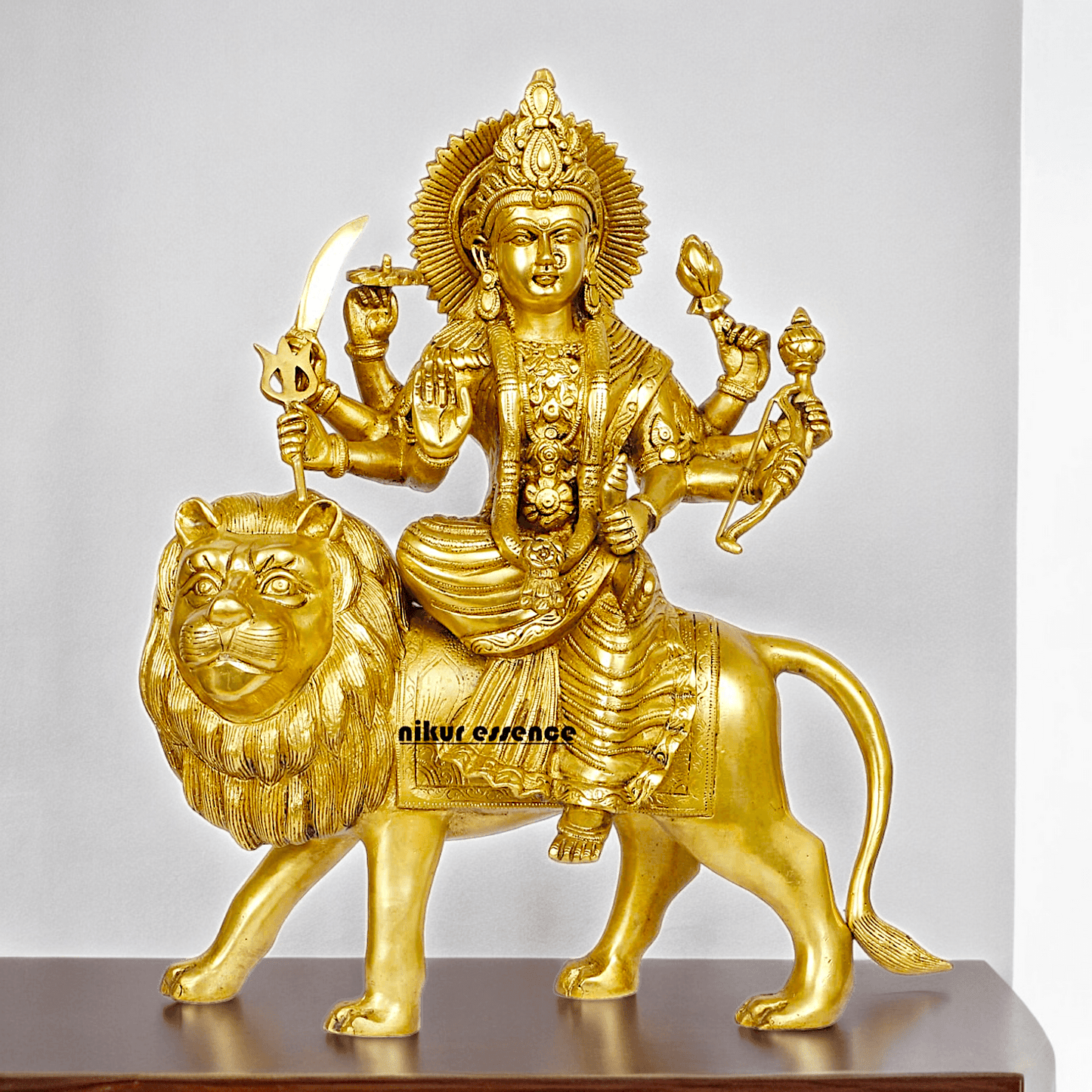 Large brass 17 inches Durga Maa Sherawali Devi Goddess Statue