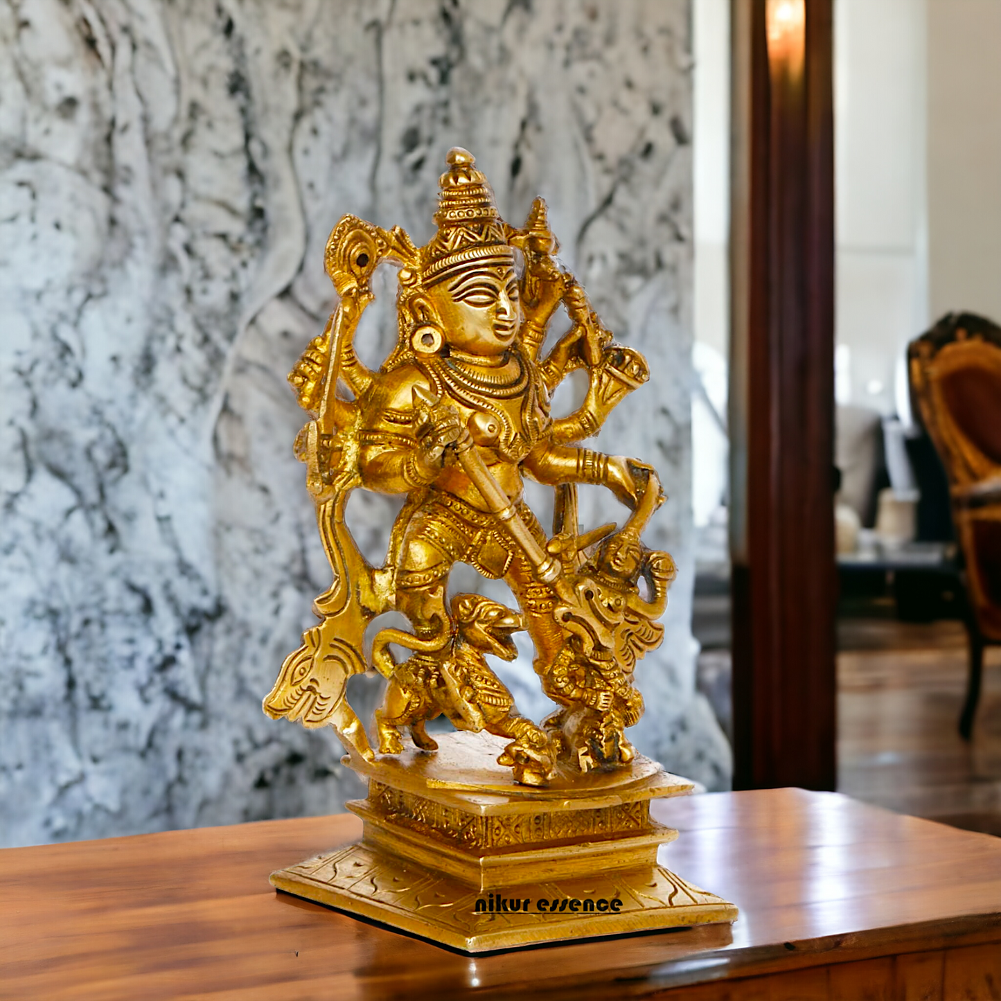 Buy Brass Durga Statue Exquisite Craftsmanship and Spiritual Elegance ,Nikur Essence