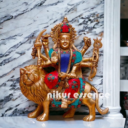 Brass Durga Maa Statue - 10 Inch Idols Nikuressence