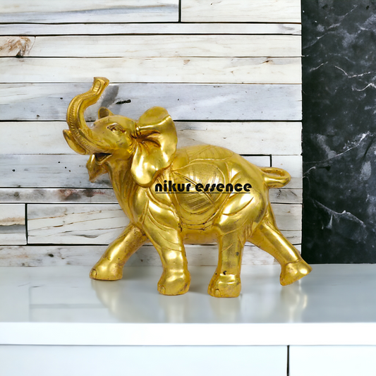 Brass Elephant Figurine: Exquisite 10-Inch African Elephant Sculpture with Detailed Craftsmanship and Antique Finish Idols Nikuressence