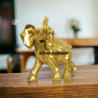 Brass Elephant Figurine 10-Inch