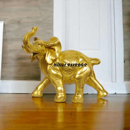 Brass Elephant Figurine 10-Inch