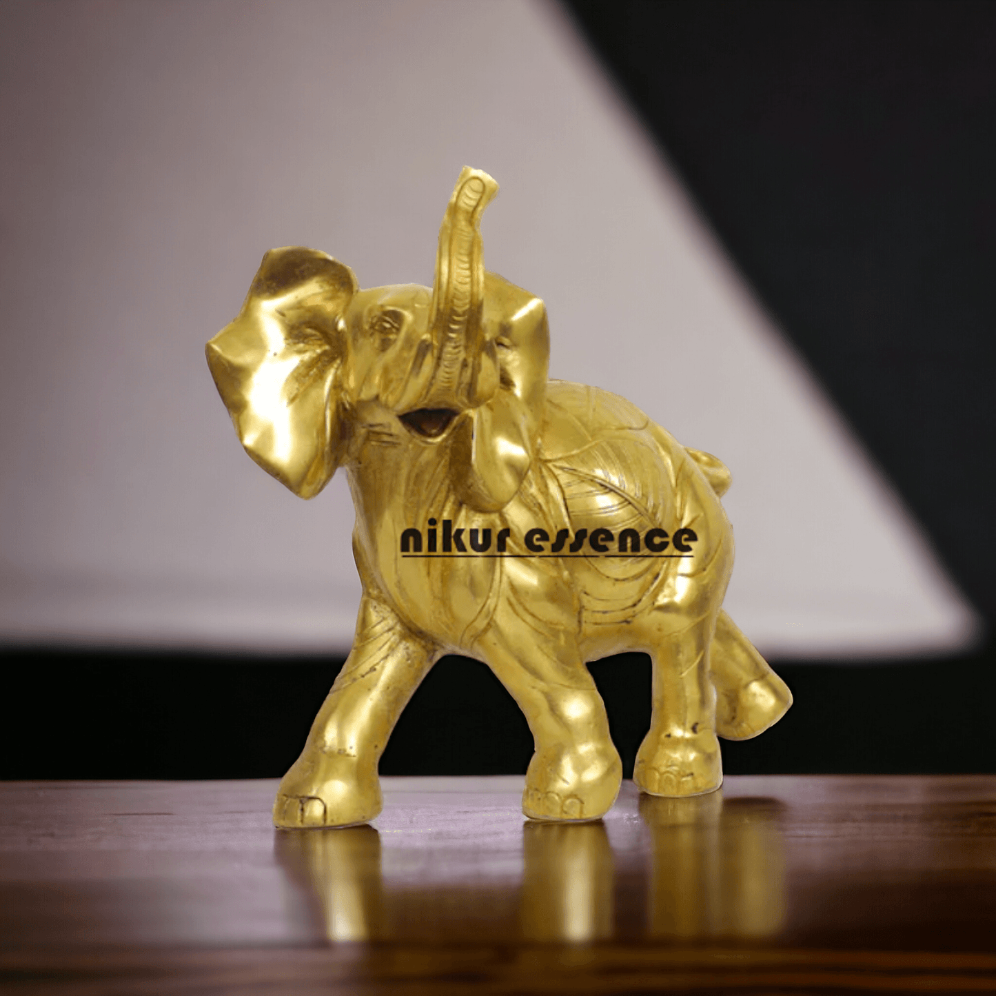 Brass Elephant Figurine 10-Inch