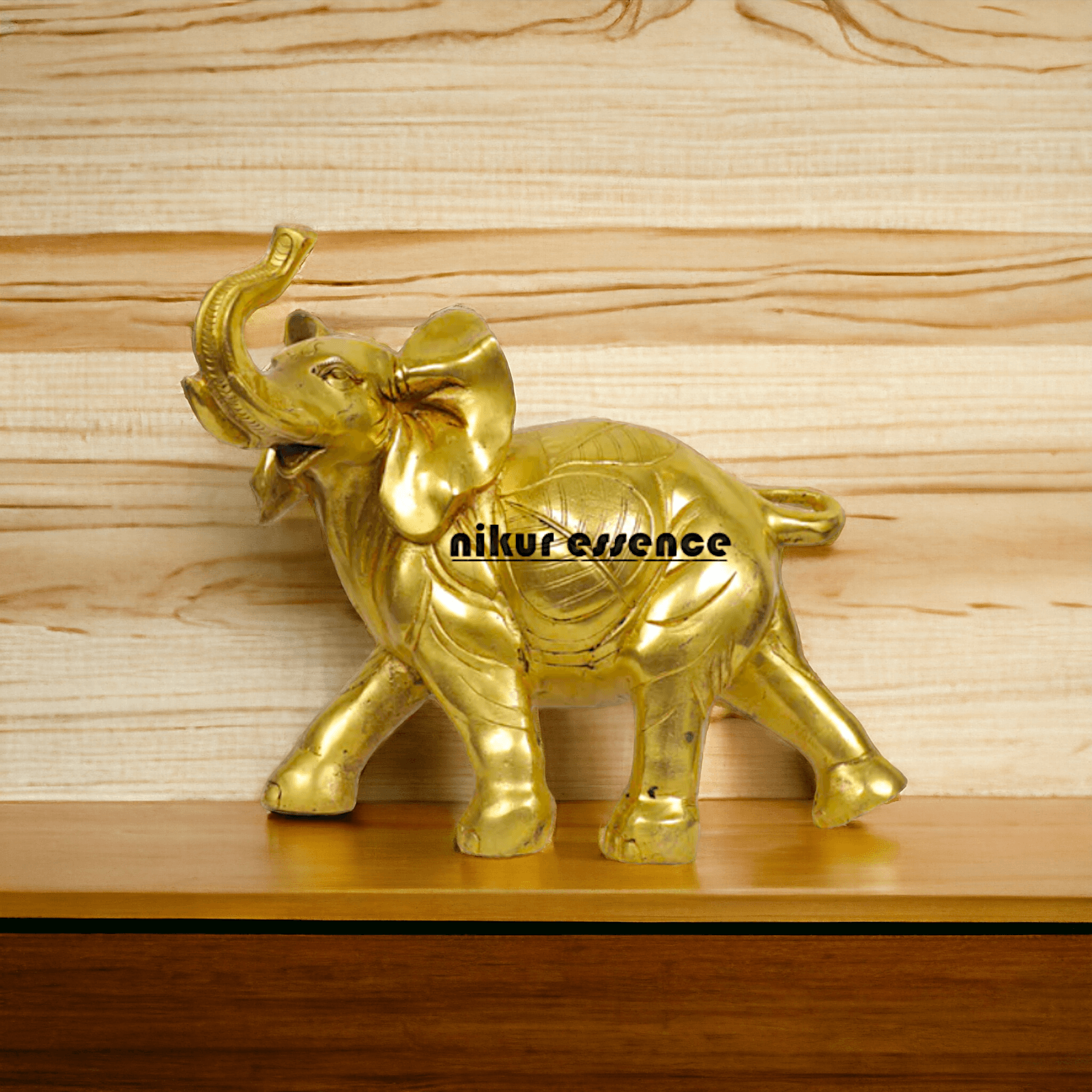 Brass Elephant Figurine 10-Inch