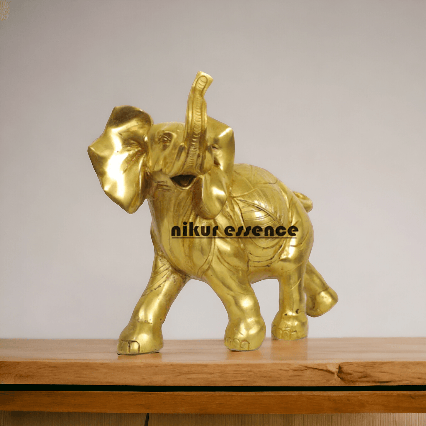 Brass Elephant Figurine 10-Inch