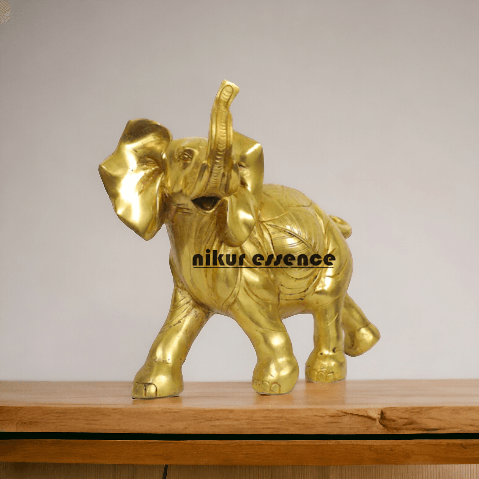 Brass Elephant Figurine 10-Inch