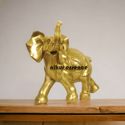 Brass Elephant Figurine 10-Inch