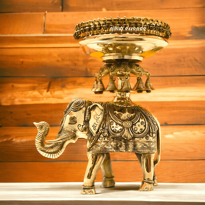 online buy Brass Elephant Urli with Bells - Exquisite Home Decor Piece, 21 Inches Long, for Traditional and Contemporary Settings