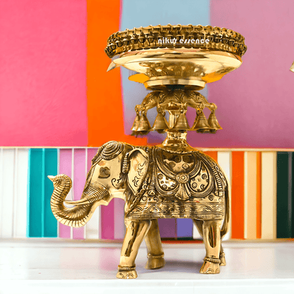 online buy Brass Elephant Urli with Bells - Exquisite Home Decor Piece, 21 Inches Long, for Traditional and Contemporary Settings