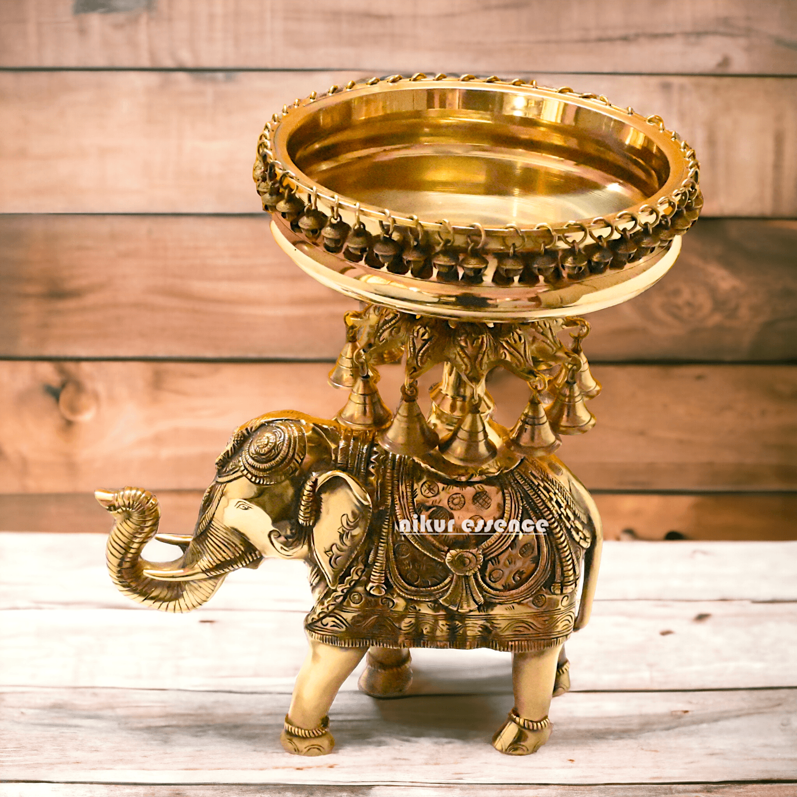 online buy Brass Elephant Urli with Bells - Exquisite Home Decor Piece, 21 Inches Long, for Traditional and Contemporary Settings