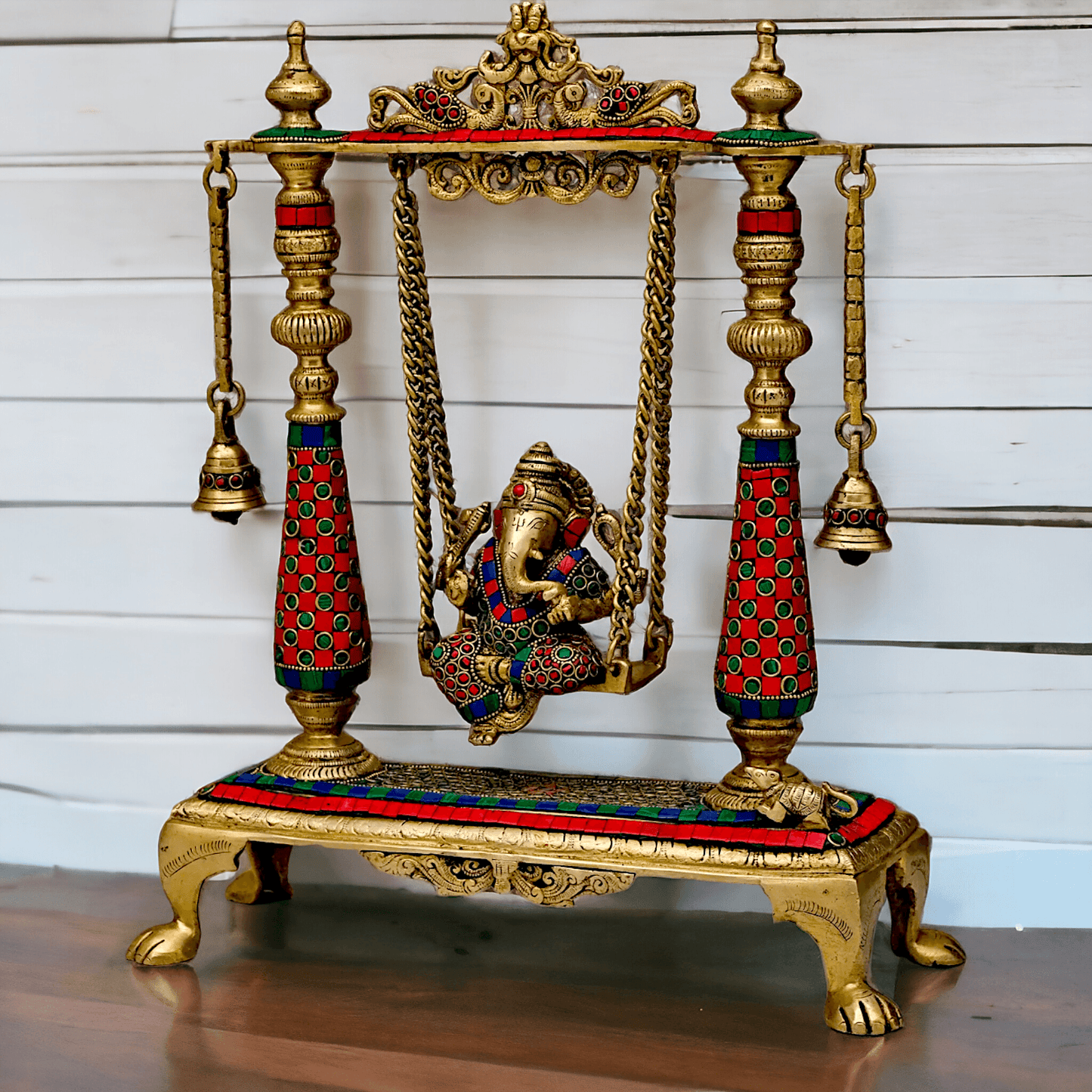 Large Brass Ganesh swing on jhula Nikur Essence - 40.5 cm Height Idols Nikuressence