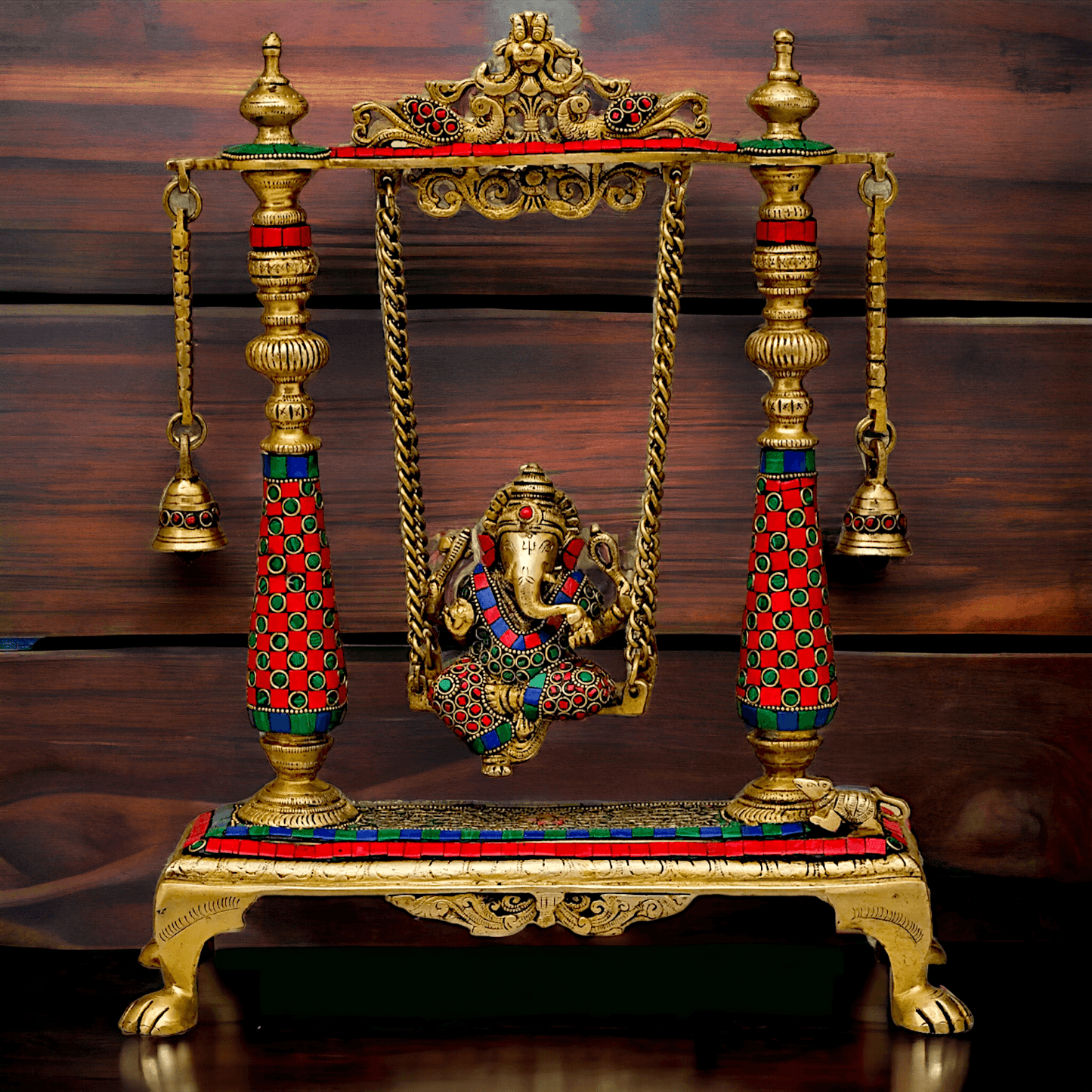 Large Brass Ganesh swing on jhula Nikur Essence - 40.5 cm Height Idols Nikuressence