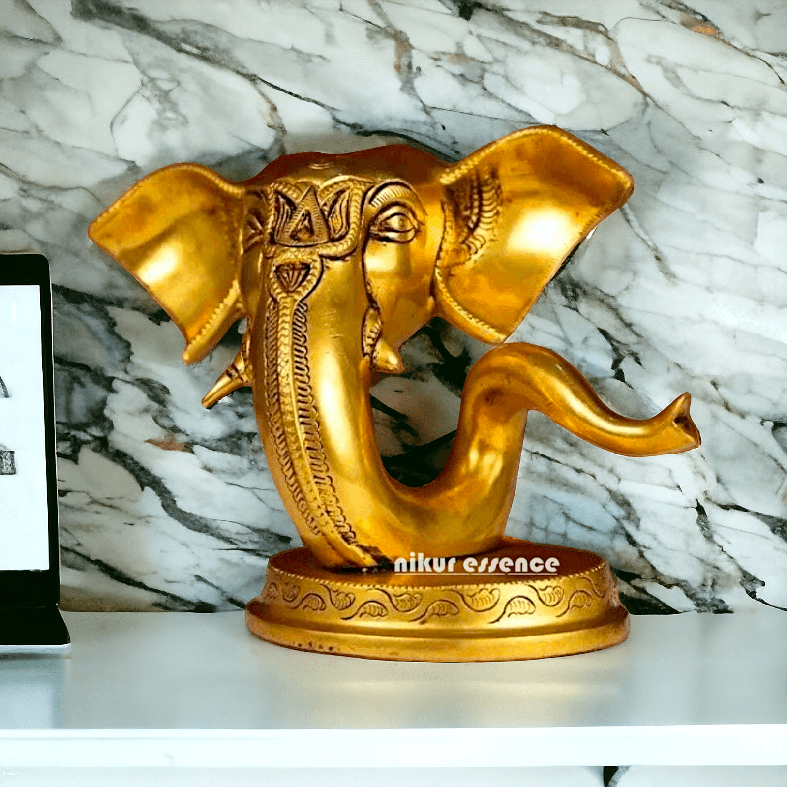 Buy Brass Ganesha Face Table Top Statue | Handcrafted Hindu Sculpture Idols Nikuressence