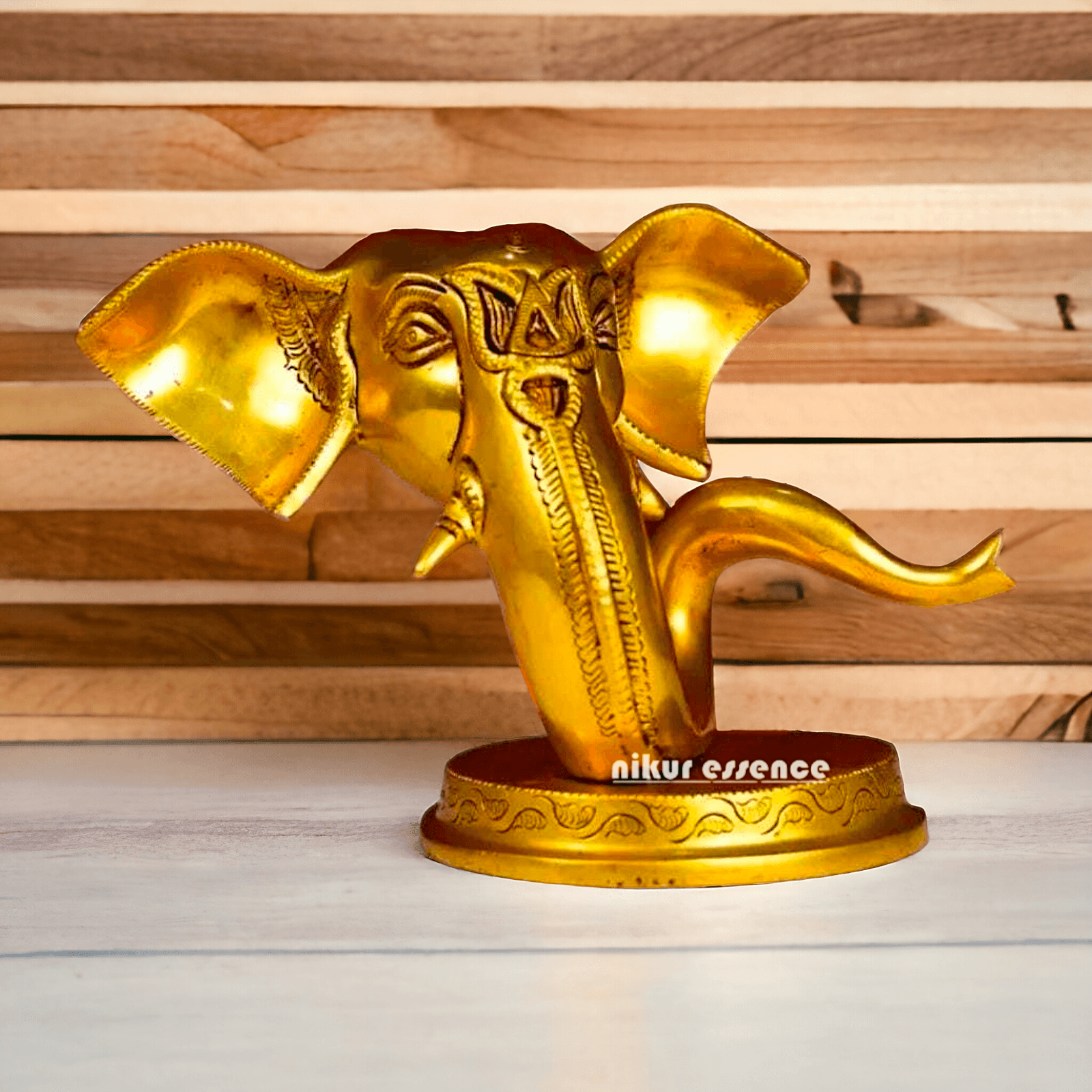 Buy Brass Ganesha Face Table Top Statue | Handcrafted Hindu Sculpture Idols Nikuressence