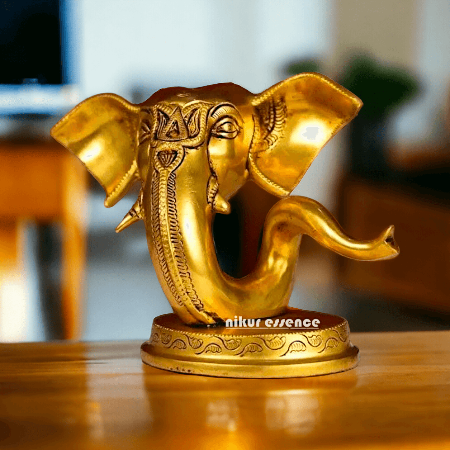 Buy Brass Ganesha Face Table Top Statue | Handcrafted Hindu Sculpture Idols Nikuressence