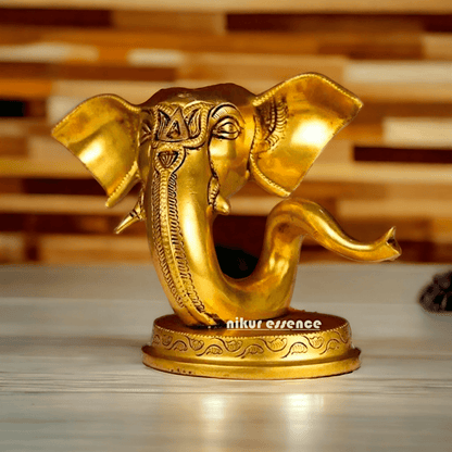 Buy Brass Ganesha Face Table Top Statue | Handcrafted Hindu Sculpture Idols Nikuressence