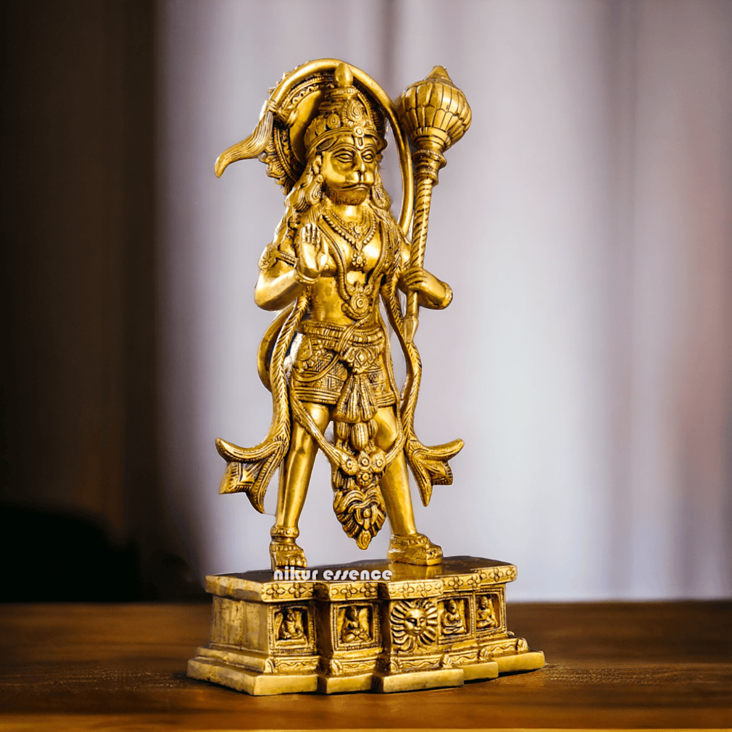 Buy Brass Standing Hanuman Idol - Handcrafted Hindu Deity Statue for Home Decor and Spiritual Inspiration Idols Nikuressence