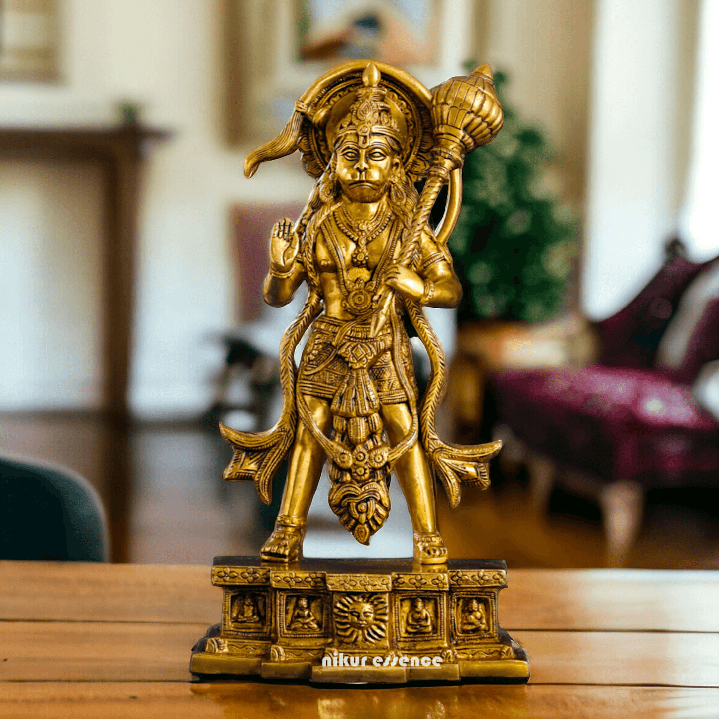 Buy Brass Standing Hanuman Idol - Handcrafted Hindu Deity Statue for Home Decor and Spiritual Inspiration Idols Nikuressence