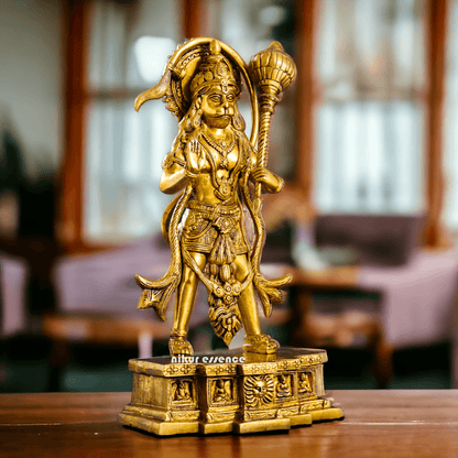 Buy Brass Standing Hanuman Idol - Handcrafted Hindu Deity Statue for Home Decor and Spiritual Inspiration Idols Nikuressence