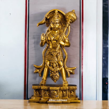 Buy Brass Standing Hanuman Idol - Handcrafted Hindu Deity Statue for Home Decor and Spiritual Inspiration Idols Nikuressence