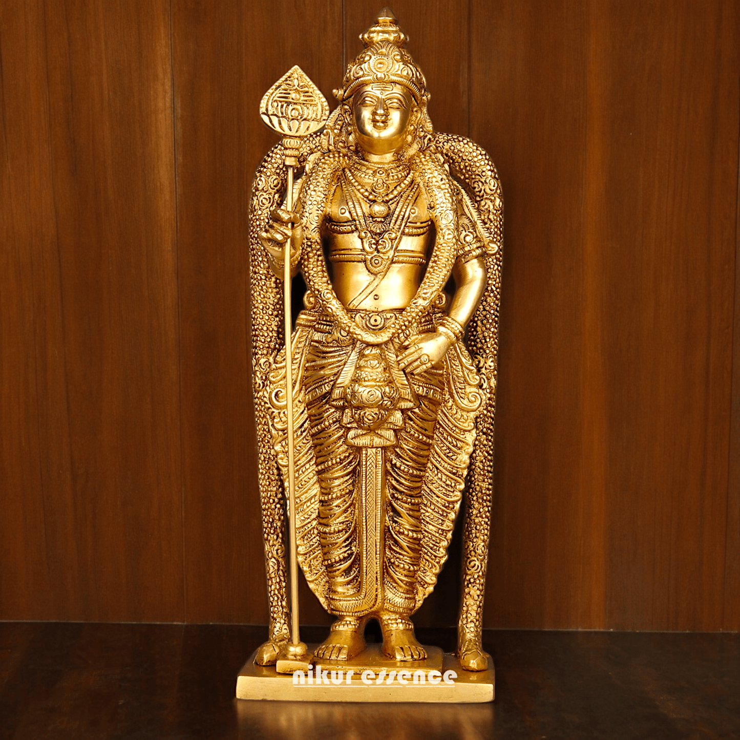 Buy online brass 30 cm Murugan Statue , Exquisite Brass Kartikeya Figurine for Sacred Altars and Home Décor by Nikur Essence