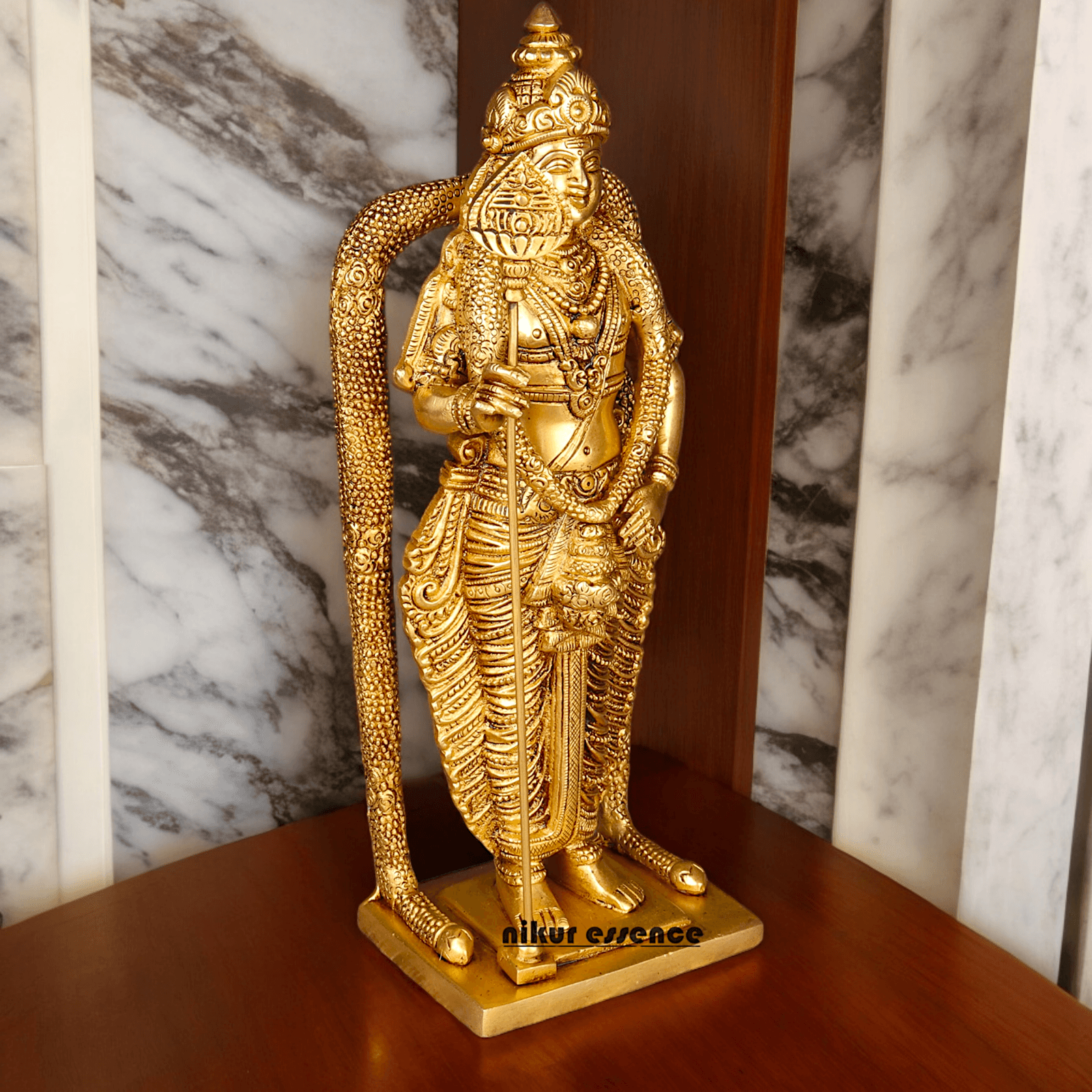 Buy online brass 30 cm Murugan Statue , Exquisite Brass Kartikeya Figurine for Sacred Altars and Home Décor by Nikur Essence