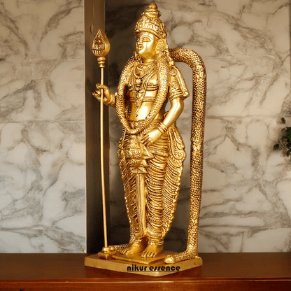 Buy online brass 30 cm Murugan Statue , Exquisite Brass Kartikeya Figurine for Sacred Altars and Home Décor by Nikur Essence