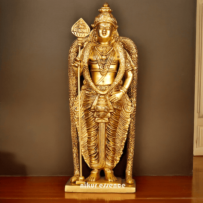 Buy online brass 30 cm Murugan Statue , Exquisite Brass Kartikeya Figurine for Sacred Altars and Home Décor by Nikur Essence