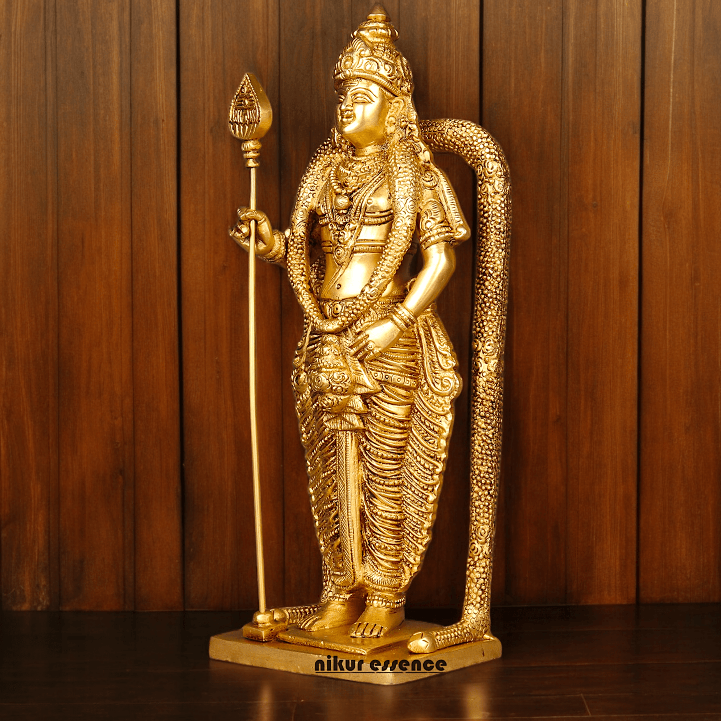 Buy online brass 30 cm Murugan Statue , Exquisite Brass Kartikeya Figurine for Sacred Altars and Home Décor by Nikur Essence