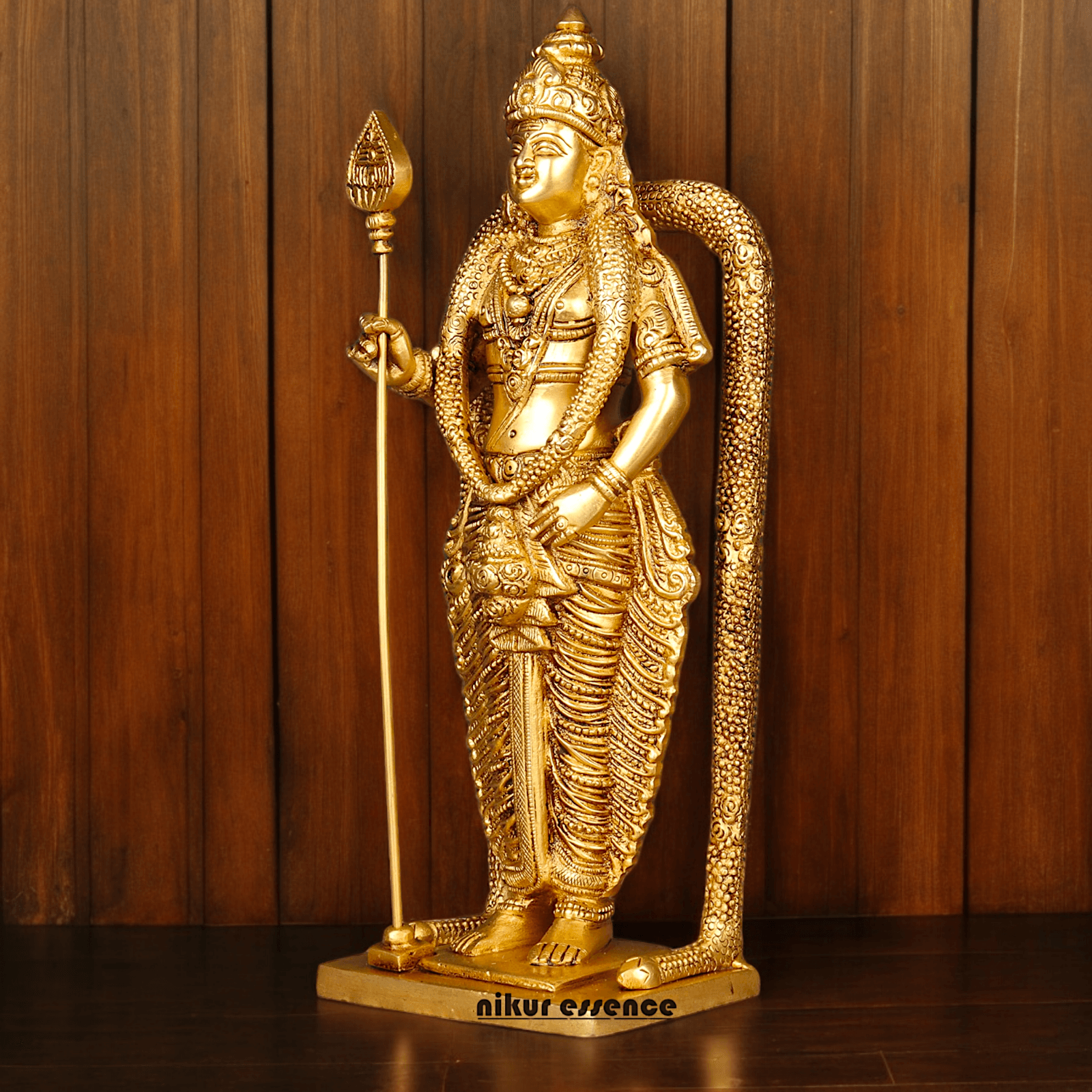 Buy online brass 30 cm Murugan Statue , Exquisite Brass Kartikeya Figurine for Sacred Altars and Home Décor by Nikur Essence