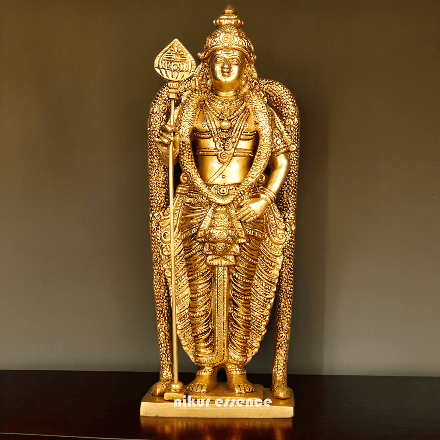 Buy online brass 30 cm Murugan Statue , Exquisite Brass Kartikeya Figurine for Sacred Altars and Home Décor by Nikur Essence