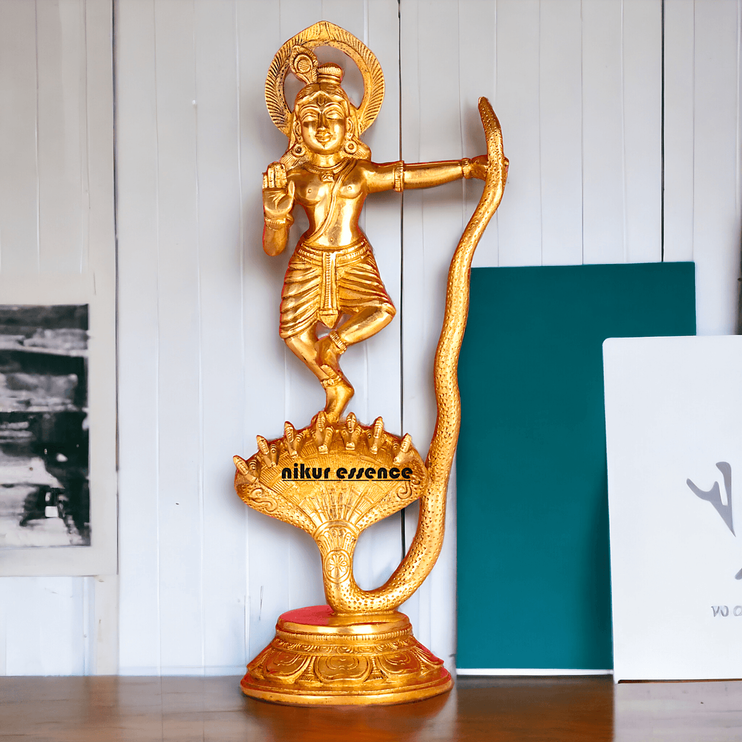 Online Brass Krishna Idol - 31 cm | Majestic Lord Krishna | By Nikur Essence