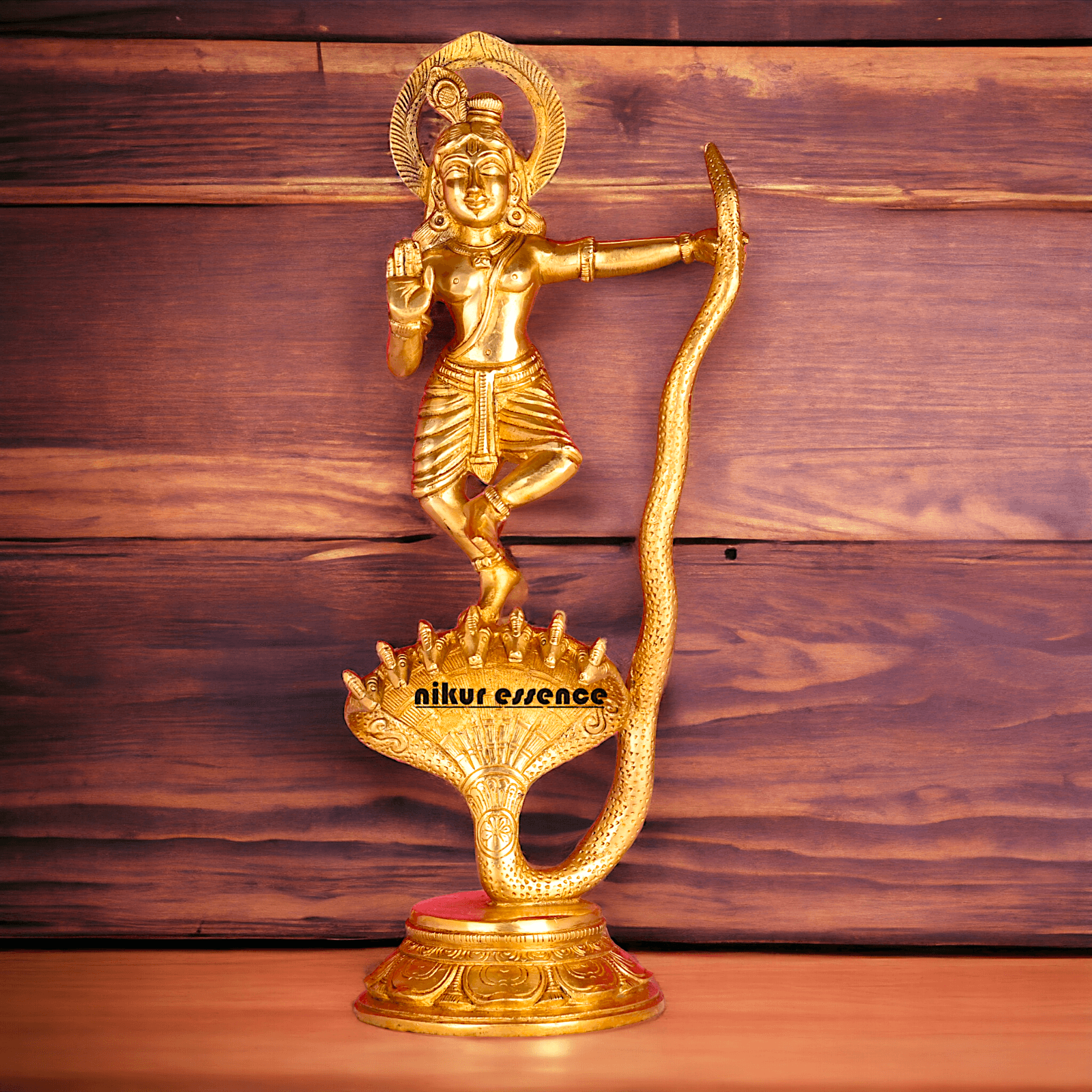 Online Brass Krishna Idol - 31 cm | Majestic Lord Krishna | By Nikur Essence