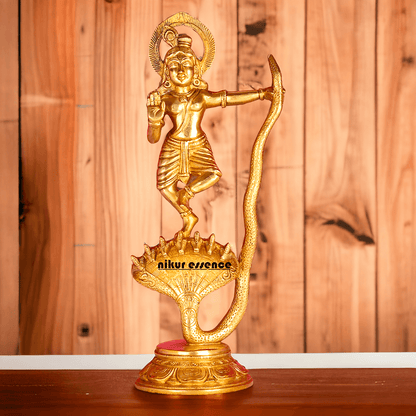 Online Brass Krishna Idol - 31 cm | Majestic Lord Krishna | By Nikur Essence