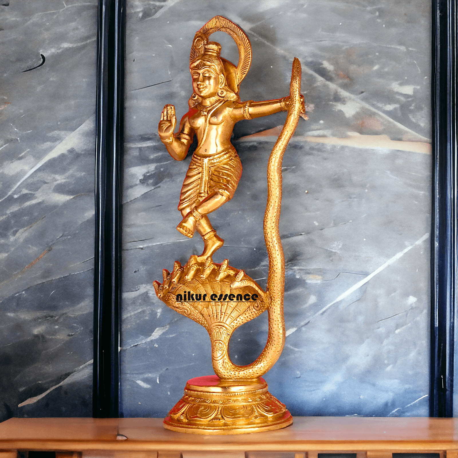 Online Brass Krishna Idol - 31 cm | Majestic Lord Krishna | By Nikur Essence